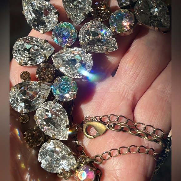 Sorrelli Dare to Pear Statement Bib Necklace Clear & AE Swarovski Crystals $353 - Picture 5 of 12